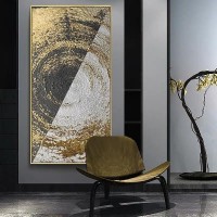 Abstract painting with gold frame